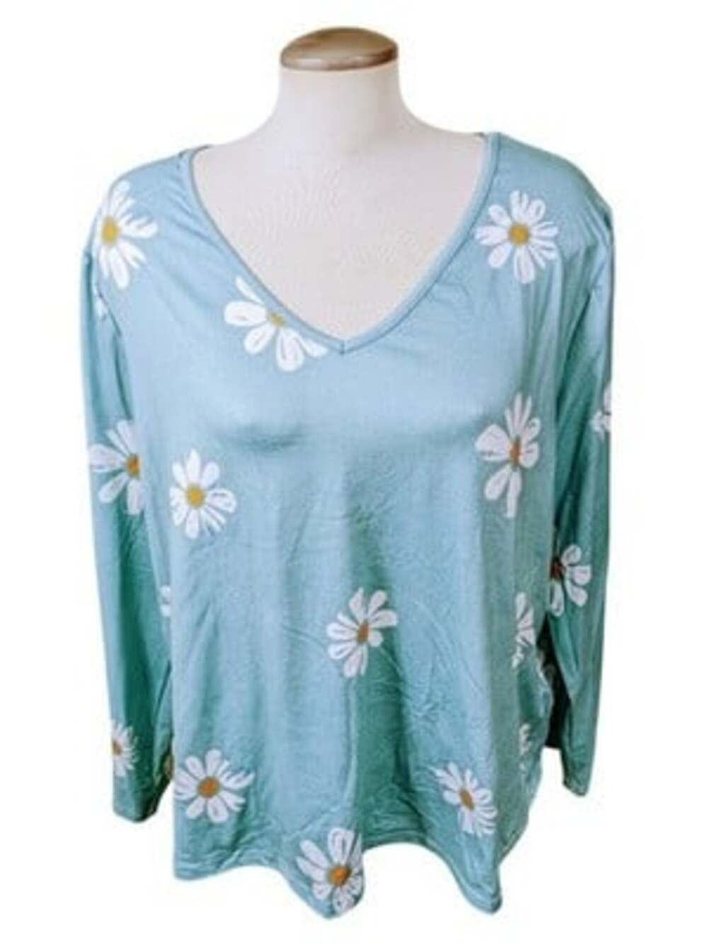 Emery Rose T-Shirt Top Womens 2XL Blue Floral Short Sleeve Crew Neck Pullover